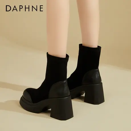 达芙妮小个子弹力瘦瘦靴女马丁靴2026冬新款厚底靴子增高显瘦短靴图片