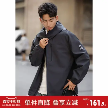 唐狮2026春秋季男款连帽短外套精致刺绣薄款外套休闲运动风早秋图片