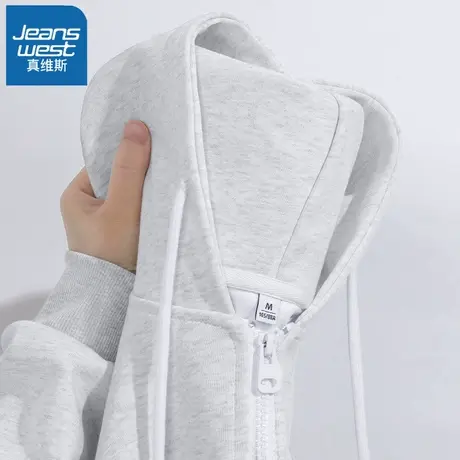 VR真维斯灰色卫衣外套女春秋季2023新款爆款休闲秋装女士宽松上衣图片