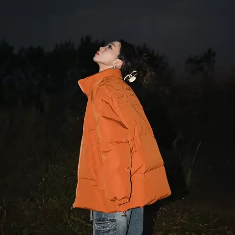 YEP粉色立领羽绒服女冬季加厚外套2023新款复古设计感小众面包服商品大图