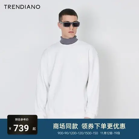 TRENDIANO梅花联名系列字母提花雪尼尔宽松圆领卫衣2023新款冬季商品大图