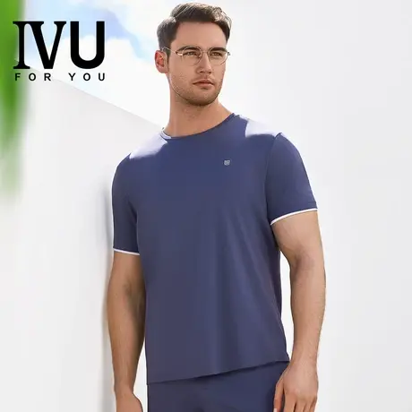 安莉芳旗下IVU男撞色棉质圆领T恤舒适可外穿短袖家居上衣UL00134图片