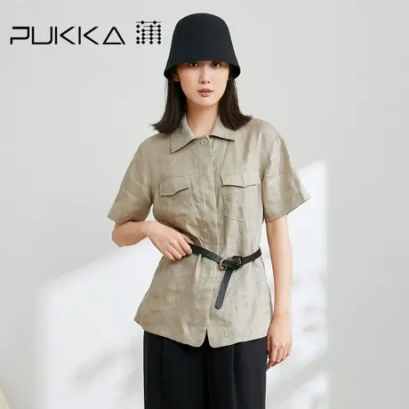 蒲PUKKA 原创设计亚麻衬衫外套春夏季宽松休闲短袖上衣商品大图