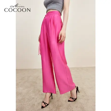 MISSCOCOON新中式黑色阔腿裤2023秋季新款女装高腰百搭休闲裤图片