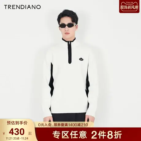 TRENDIANO官方男装2023春季新款拉链针织衫男士毛衣商品大图
