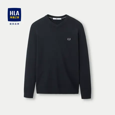 HLA/海澜之家时尚V领长袖针织衫23秋冬季新款修身打底套头衫男士商品大图