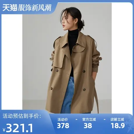 嘉茱莉秋冬新款深灰色羊毛双面毛呢大衣女毛呢大衣赫本风冬天外套商品大图