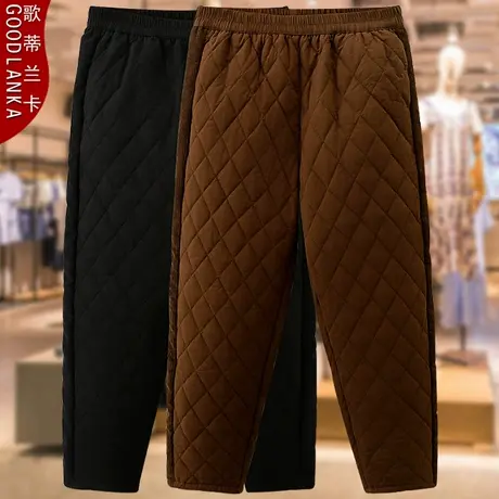 大码中老年妈妈冬季保暖羽绒裤宽松时尚显瘦老年人外穿加厚棉裤女商品大图