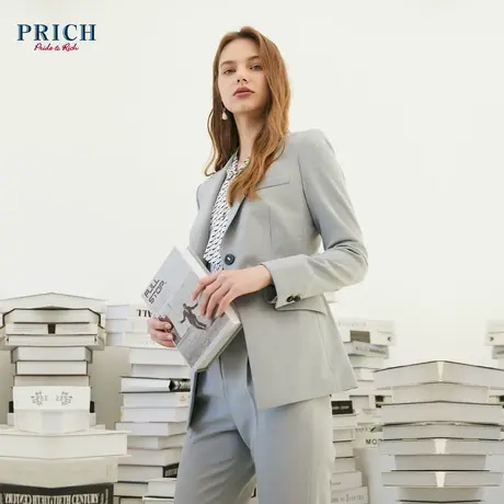 抗皱面料PRICH西装外套气质显瘦商务通勤职业西装外套商品大图