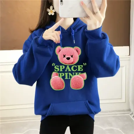 连帽卫衣女2024秋季新款小个子炸街高级感宽松bf慵懒风大口袋上衣图片