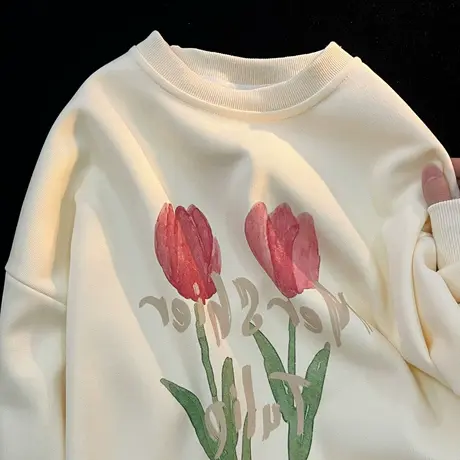 胖mm大码oversize卫衣女vibe春秋宽松2022新款长袖艺术生奶甜上衣商品大图