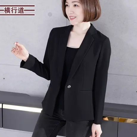 2024年春季新款休闲黑色西装外套女装翻领上衣服一粒扣长袖春装图片