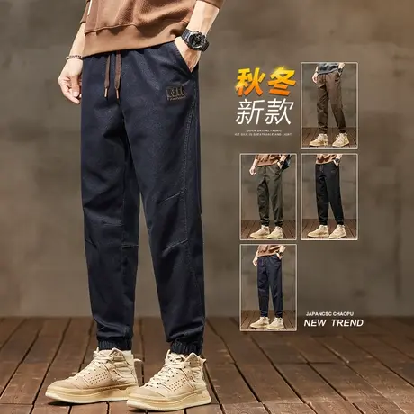 男款加肥加大码胖子日系工装春秋款高端束脚九分休闲裤子春季男装商品大图