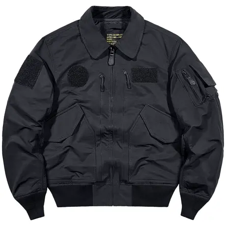 VIP翻领黑色飞行员夹克男春秋季美式复古多口袋宽松短款工装外套商品大图