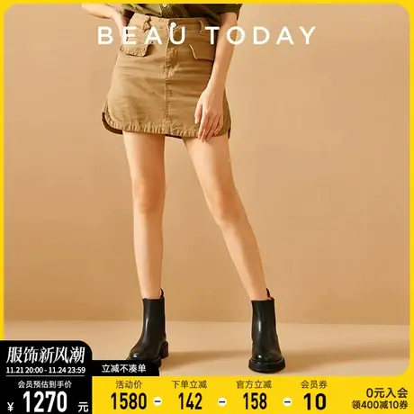 BeauToday厚底马丁靴女2024新款BT英伦风春季女生中帮皮鞋复古靴图片