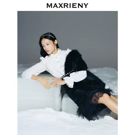 MAXRIENY复古韵味宫廷花边上衣洋气冬蕾丝打底衫商品大图