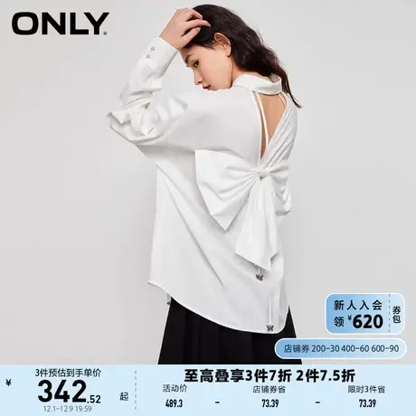 ONLY奥莱夏季新款休闲通勤风立体蝴蝶结宽松长袖衬衫女商品大图