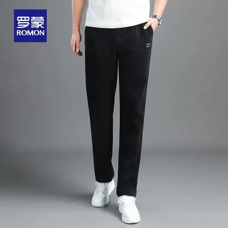 罗蒙男士时尚潮流百搭休闲长裤2023秋冬新款加厚保暖松紧腰直筒裤商品大图