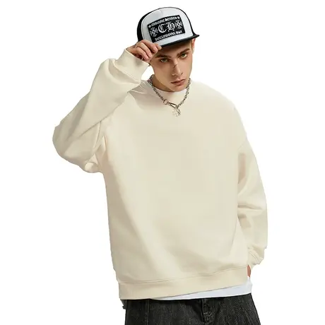 Nuthink重磅420g纯色圆领加绒卫衣男潮宽松大码男士大码上衣春季商品大图