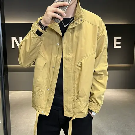 时尚潮流大码百搭男士外套休闲宽松外套休闲工装外套男秋冬款夹克图片