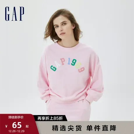 Gap女装秋季新款樱花粉LOGO廓形法式圈织软卫衣宽松上衣591093图片