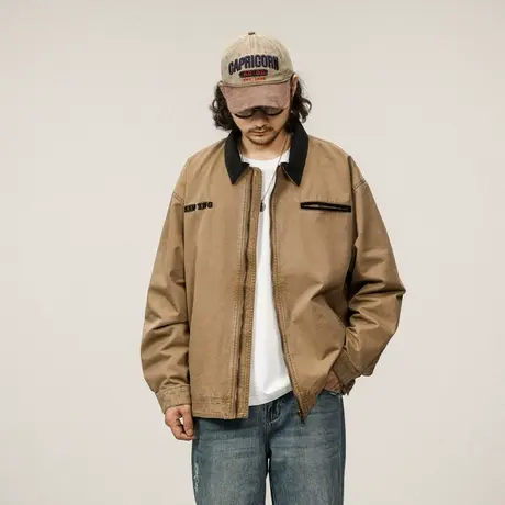 时尚夹克微宽版型本布下摆休闲夹克字母刺绣秋冬新款外套休闲男装图片