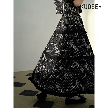 直播阔色甜美减龄女2022新款夏季高腰半身裙商品大图