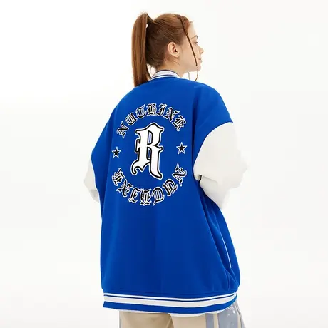 Nuthink美式潮流克莱因蓝棒球服男宽松oversize加厚保暖夹克外套商品大图
