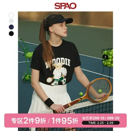 【小熊Woodie】SPAO男女同款春季新款印花T恤衫SPRPD24P14图片