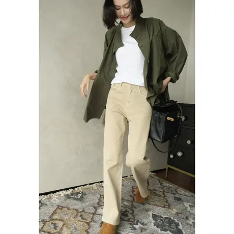 时髦宽松显瘦舒适立领衬衫2024春夏新款休闲简约纯棉设计感上衣女图片