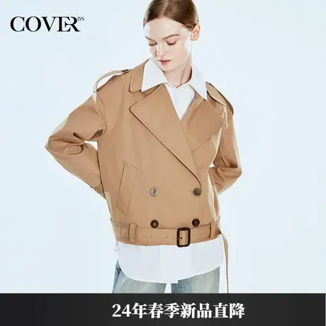 COVER2024春款休闲大翻领clean fit短款风衣商品大图