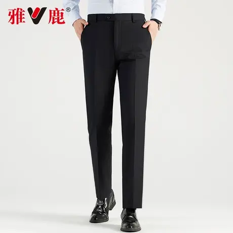【弹力舒适】雅鹿中青年休闲裤春季新款商务修身纯色百搭男士西裤商品大图