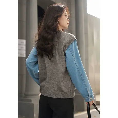 ITISF4/艾夫斯时尚假两件针织衫图片