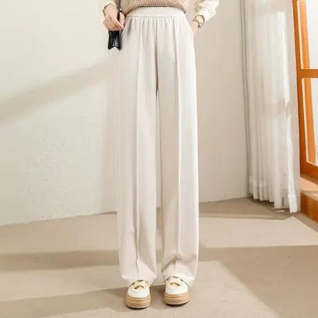 时尚气质休闲裤2023年春季新款女士百搭简约高腰显瘦通勤直筒裤商品大图