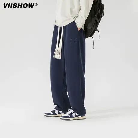 VIISHOW重磅阔腿卫裤男春秋款宽松休闲长裤子美式潮牌黑色运动裤商品大图
