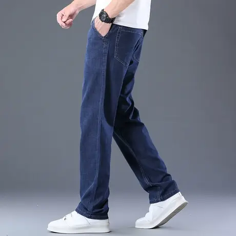 冰丝薄款直筒宽松牛仔裤男加肥加大码中高腰凉感柔软长裤休闲阔腿图片