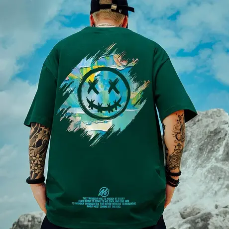 oversize港风潮牌国潮嘻哈小恶魔短袖T恤男潮宽松大码情侣装半袖图片