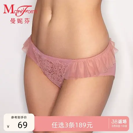 3条189元|曼妮芬女生短裤低腰三角裤性感蕾丝内裤女纯棉内裆底裤商品大图