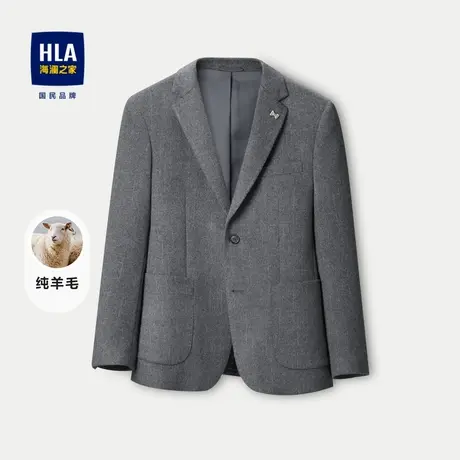 HLA/海澜之家纯羊毛休闲西服2023秋冬新款平驳领加厚保暖外套男图片