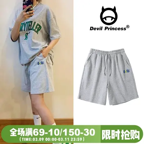 灰色短裤女夏季宽松运动高腰阔腿裤显瘦2024年新款bf风中裤五分裤图片