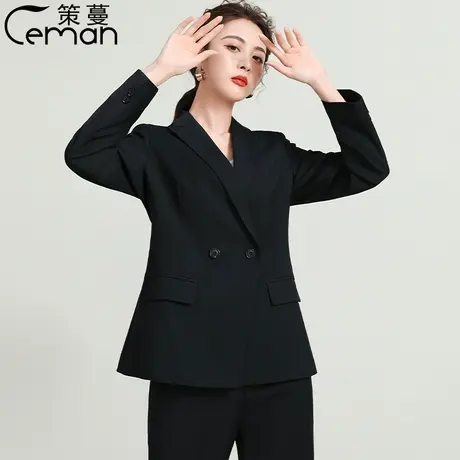 黑色西装套装女外套春秋大学生职业上衣工作正装韩版休闲小西服潮图片