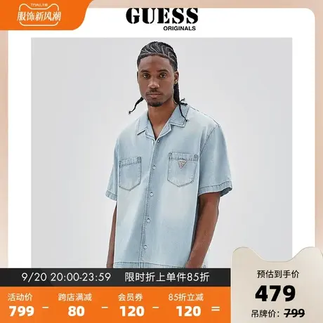 GUESS ORIGINALS23新男士复古做旧轻商务牛仔衬衫-M3YG82D5371图片