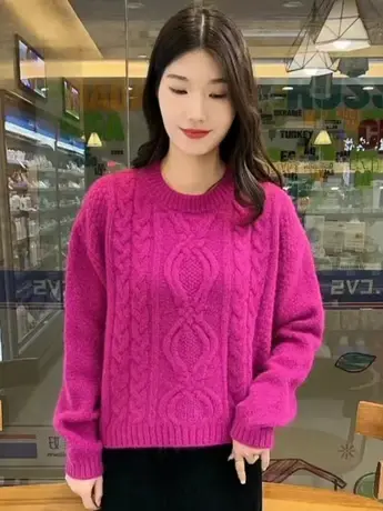 毛衣女秋冬2023新款宽松慵懒设计感小众高级感针织衫套头短款上衣商品大图