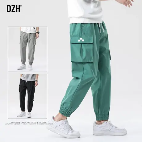 男士绿色工装裤男秋季宽松束脚裤潮牌九分裤子休闲裤速干裤男ins商品大图
