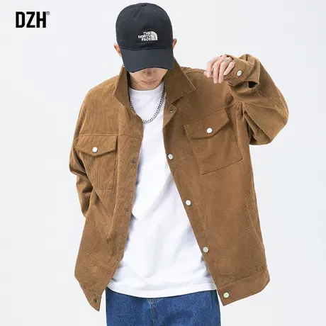 男士棕色灯芯绒外套男春秋季潮牌情侣装高级感男装秋装上衣夹克男商品大图