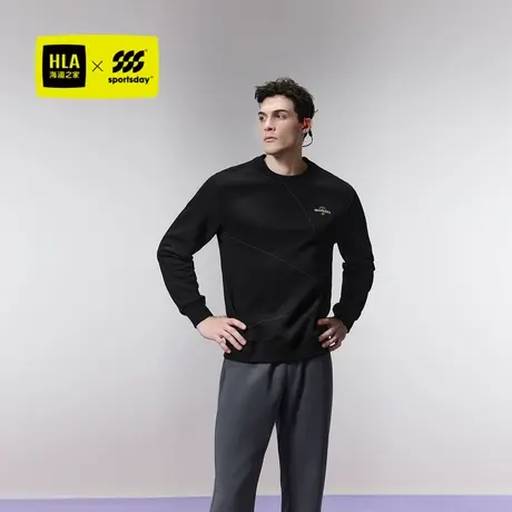 HLA/海澜之家sportsday马术运动卫衣24春夏新圆领珠地柔软上衣男商品大图