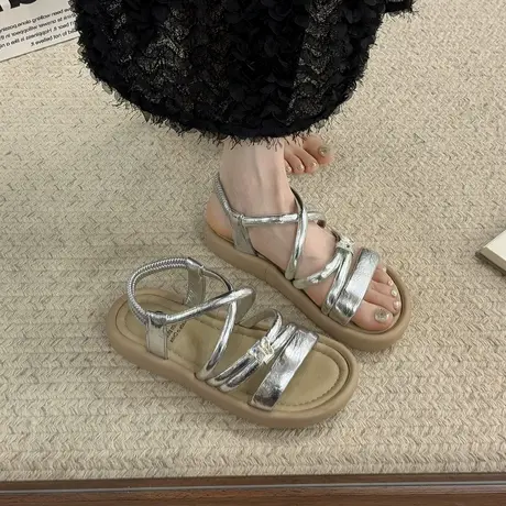 法式厚底凉鞋女2025年新款夏季配裙子绝美鞋子外穿网红爆款沙滩鞋图片