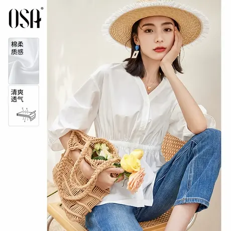 【先加购！服饰专场！】OSA欧莎设计感小众v领衬衫上衣图片