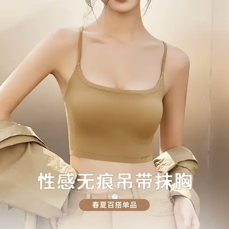 猫人美背内衣女小胸细肩带吊带背心抹胸防走光薄款带胸垫无痕文胸商品大图