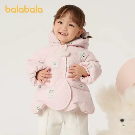 巴拉巴拉婴儿羽绒服男童冬季女童短款外套花朵造型2024新款甜美萌商品大图